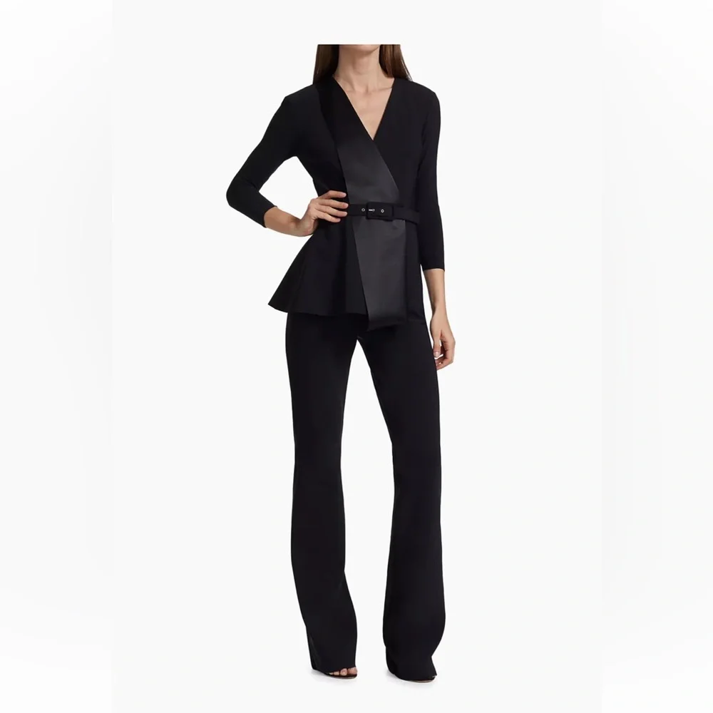 Chiara Boni La Petite Robe Kerolyn Black Flare Leg Jumpsuit Size 10-12 *Msrmnts - Picture 1 of 13